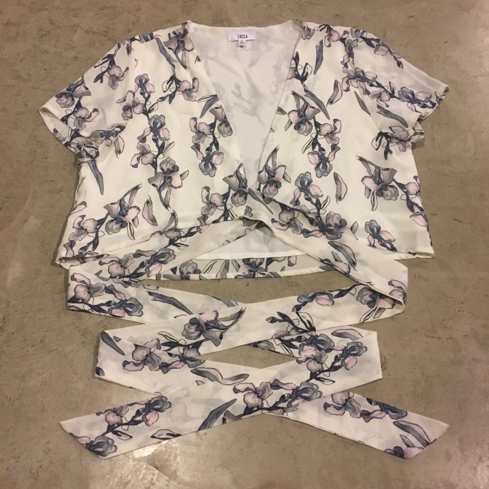 Lucca Floral tie wrap crop top